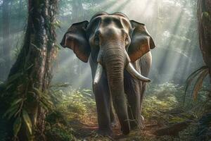 animal. tailandês elefante dentro a floresta. generativo ai. foto
