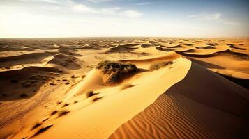 deserto do al-harra, dunas do areia às pôr do sol, unesco natural confiar. ai gerado. foto