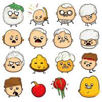 conjunto do desenho animado rostos expressões, face emojis, adesivos, emoticons, desenho animado engraçado mascote personagens face definir, generativo ai ilustração foto