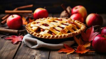 outono fundo com maçã torta foto