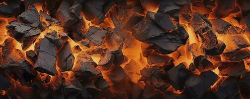 queimando carvão a partir de uma fogo abstrato fundo. ai generativo foto