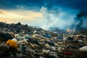 uma desperdício despejo significa global poluição e família desperdício problemas ai gerado foto