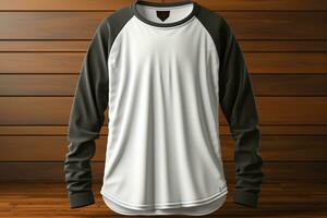 lustroso 3d raglan camisetas, Preto e branco minimalista, à moda Renderização ai gerado foto