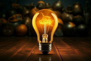 Ideias brilho gostar uma radiante vidro luz lâmpada, iluminador criatividade ai gerado foto