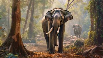 animal. tailandês elefantes dentro a floresta. generativo ai. foto