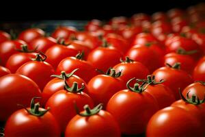 tomates, orgânico vermelho tomates dentro mercado. generativo ai foto