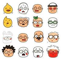 conjunto do desenho animado rostos expressões, face emojis, adesivos, emoticons, desenho animado engraçado mascote personagens face definir, generativo ai ilustração foto