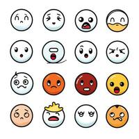 conjunto do desenho animado rostos expressões, face emojis, adesivos, emoticons, desenho animado engraçado mascote personagens face definir, generativo ai ilustração foto