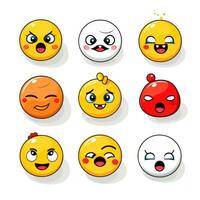 conjunto do desenho animado rostos expressões, face emojis, adesivos, emoticons, desenho animado engraçado mascote personagens face definir, generativo ai ilustração foto