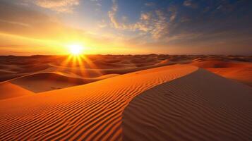 deserto dubai Unidos árabe Emirados lindo céu dentro a manhã nascer do sol. generativo ai foto