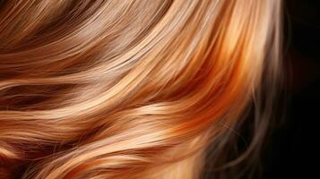 lindo saudável brilhante cabelo textura com em destaque ondas. generativo ai foto
