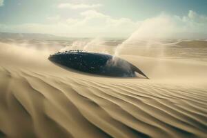 corcunda baleia preso dentro a areia dunas do deserto, generativo ai foto