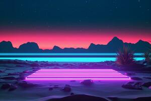 3d render néon verão paisagem de praia generativo ai foto