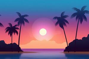 3d render crepúsculo paisagem de praia generativo ai foto
