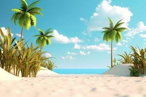 3d render paisagem de praia fundo generativo ai foto