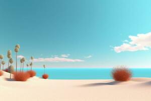 3d render paisagem de praia fundo generativo ai foto