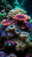 fechar-se do a embaixo da agua coral recife generativo ai foto