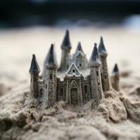 detalhado Castelo de Areia em uma de praia generativo ai foto