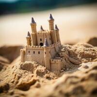 detalhado Castelo de Areia em uma de praia generativo ai foto