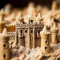 detalhado Castelo de Areia em uma de praia generativo ai foto