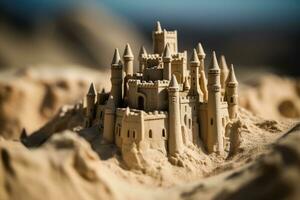 detalhado Castelo de Areia em uma de praia generativo ai foto