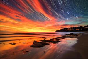 cênico crepúsculo paisagem de praia generativo ai foto