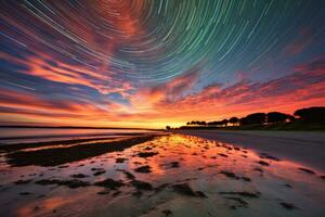 cênico crepúsculo paisagem de praia generativo ai foto