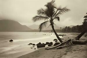 vintage tropical paisagem de praia foto generativo ai