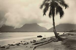 vintage tropical paisagem de praia foto generativo ai