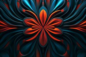 a abstrato flor Projeto dentro vermelho e azul generativo ai foto