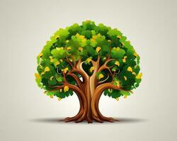 a ilustração do uma verde árvore com amarelo folhas generativo ai foto