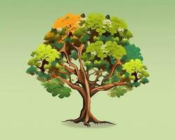 a ilustração do uma árvore em uma verde fundo generativo ai foto