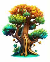 a ilustração do uma árvore com colorida folhas generativo ai foto