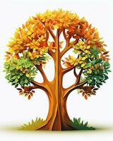 a ilustração do uma árvore com folhas dentro diferente cores generativo ai foto