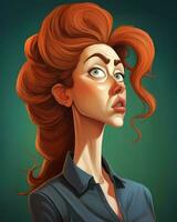 a ilustração do uma mulher com vermelho cabelo e azul olhos generativo ai foto