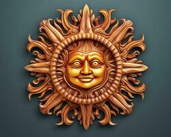 a Sol é fez do madeira e tem uma face em isto generativo ai foto