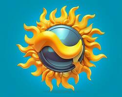 a Sol logotipo em uma azul fundo generativo ai foto