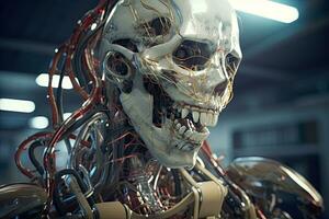 3d render do uma humanóide futurista cyborg retrato generativo ai foto