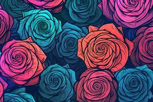 colorida rosas fundo papel de parede gráfico ilustração generativo ai foto