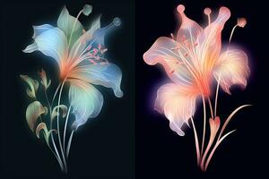 colorida vibrante mão desenhado radiante único flores gráfico ilustração arte generativo ai foto