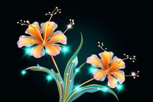 colorida vibrante mão desenhado radiante único flores gráfico ilustração arte generativo ai foto