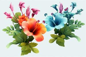 colorida vibrante mão desenhado radiante único flores gráfico ilustração arte generativo ai foto