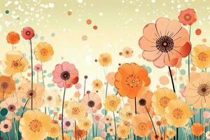 colorida vibrante mão desenhado único flores gráfico ilustração fundo generativo ai foto