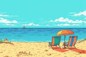 colorido desenhando do uma verão de praia generativo ai foto