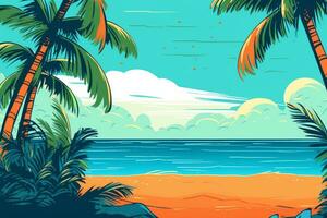 colorido desenhando do uma tropical verão de praia generativo ai foto