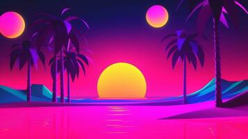 néon tropical synthwave tema 3d abstrato fundo generativo ai foto