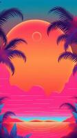 néon tropical synthwave tema 3d abstrato fundo generativo ai foto