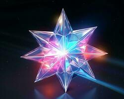 3d ilustração do uma colorida Estrela em uma Preto fundo generativo ai foto