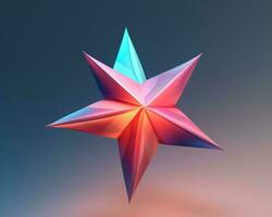 3d Renderização do uma colorida origami Estrela generativo ai foto