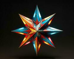 3d Renderização do uma colorida Estrela em uma Preto fundo generativo ai foto